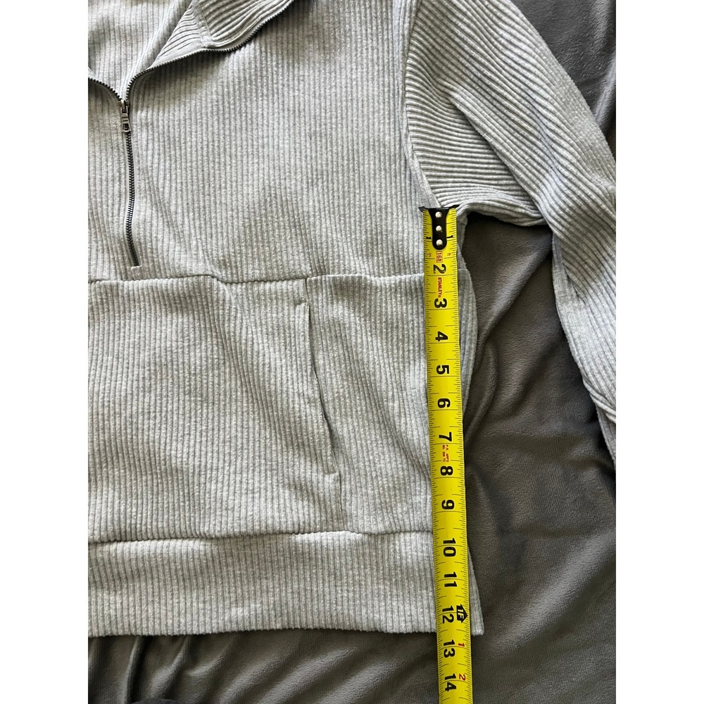 Avia Womens XXL Grey Ribbed Quarter Zip Pullover Sweatshirt AV35100141755 - Picture 5 of 7